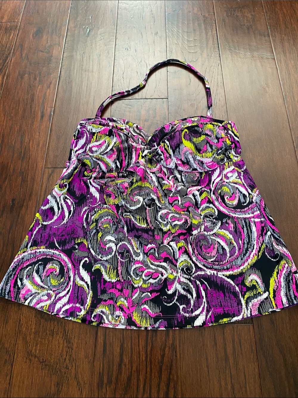 Y2K converse one star Women’s Purple Swirl Halter Tankini Top